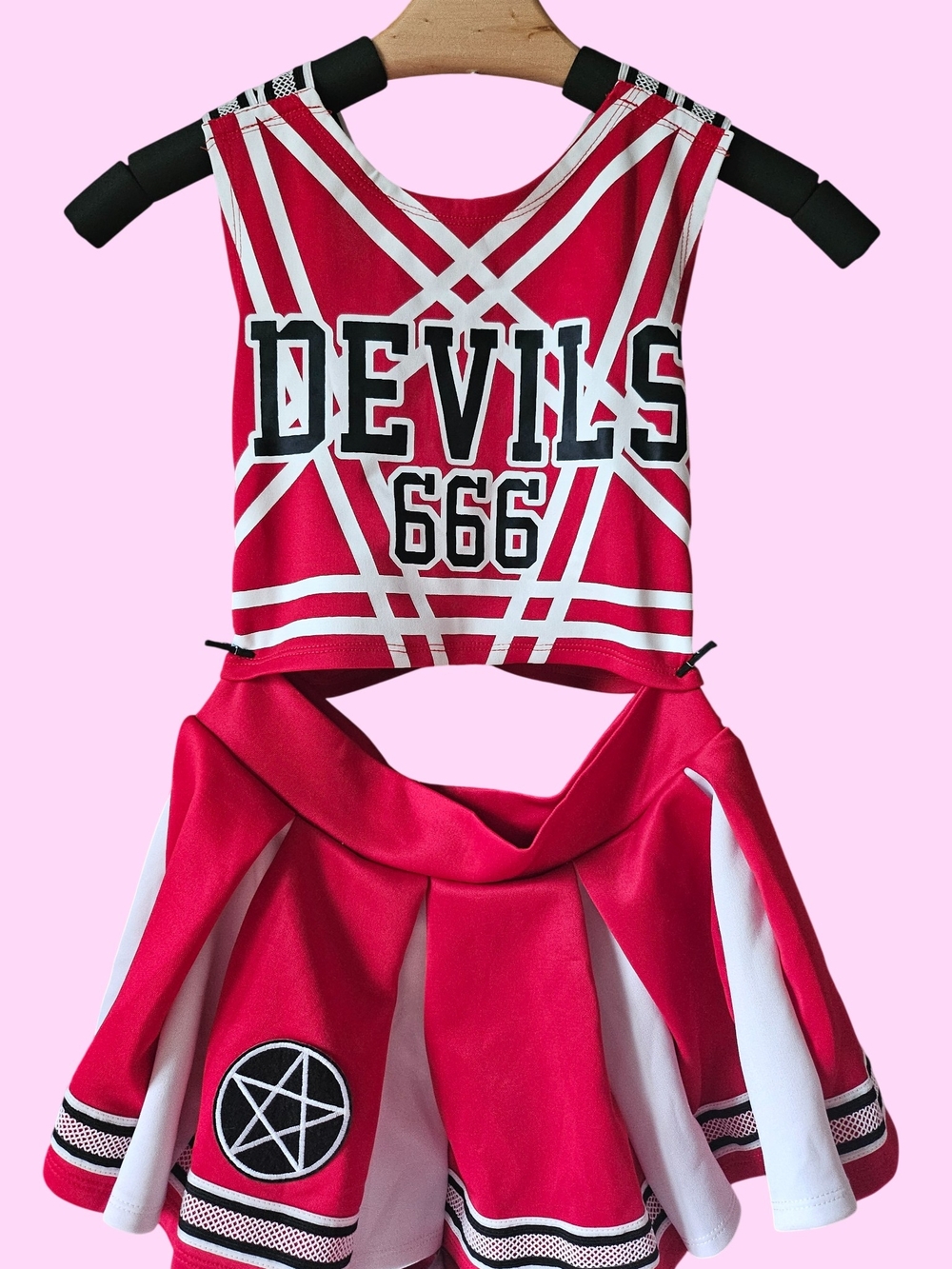 Dolls Kill Red and White Devils Cheer Costume Set